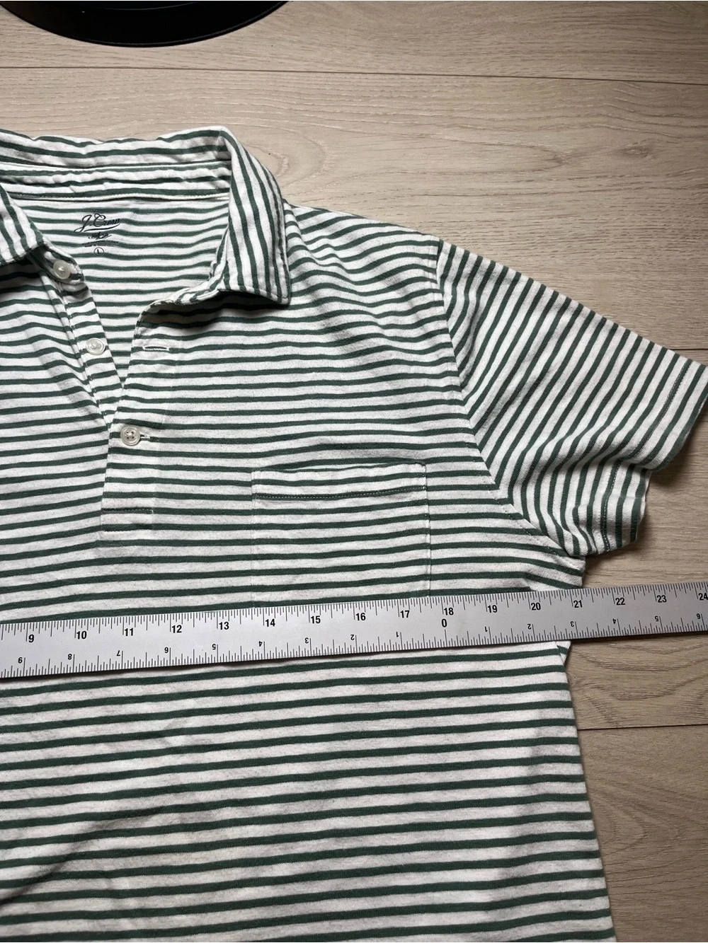 J.Crew Knit Goods Slub Cotton Yarns Men’s Size Large Sage & White Stripe Polo